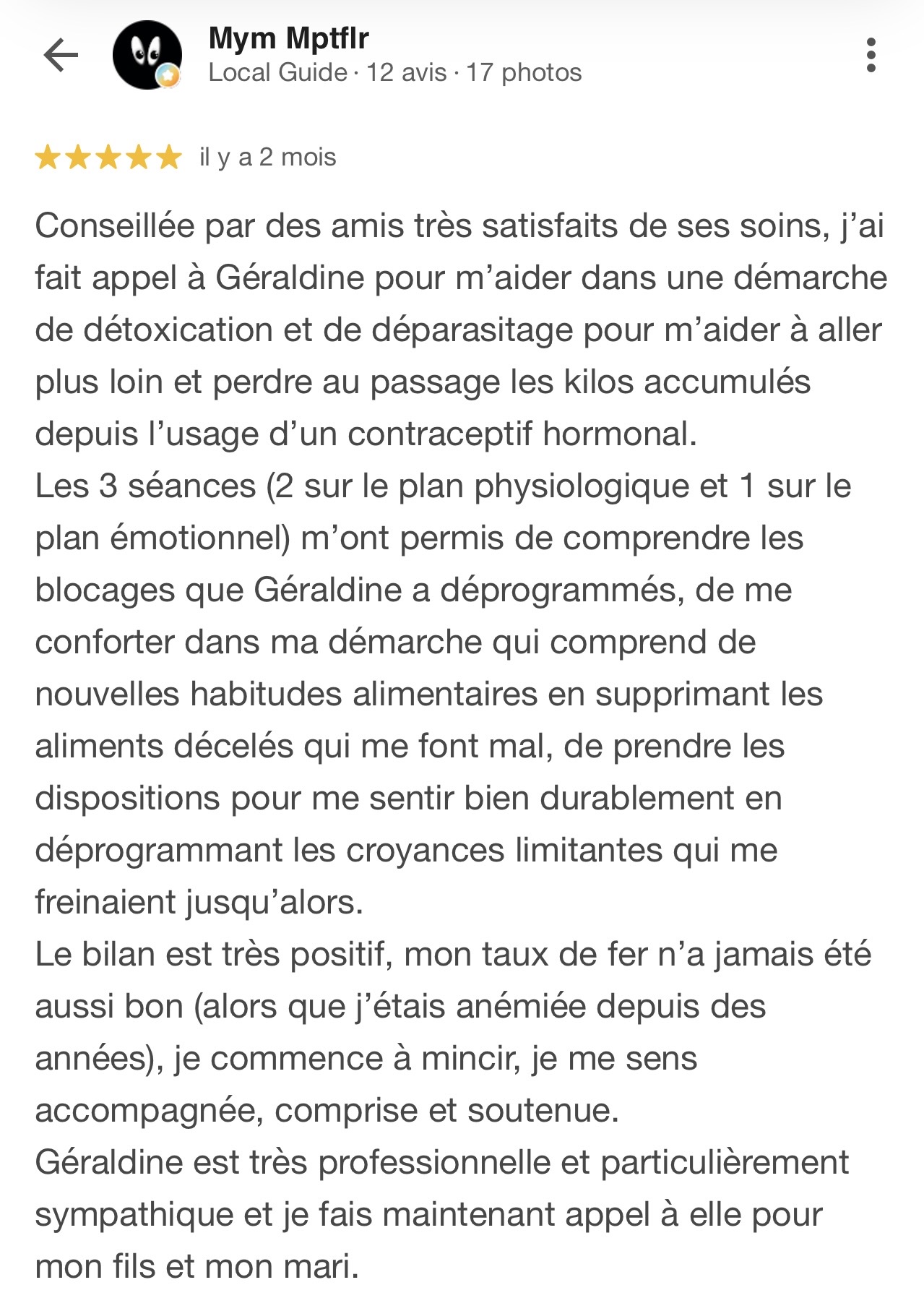 Screenshot témoignage sur la méthode JMV
