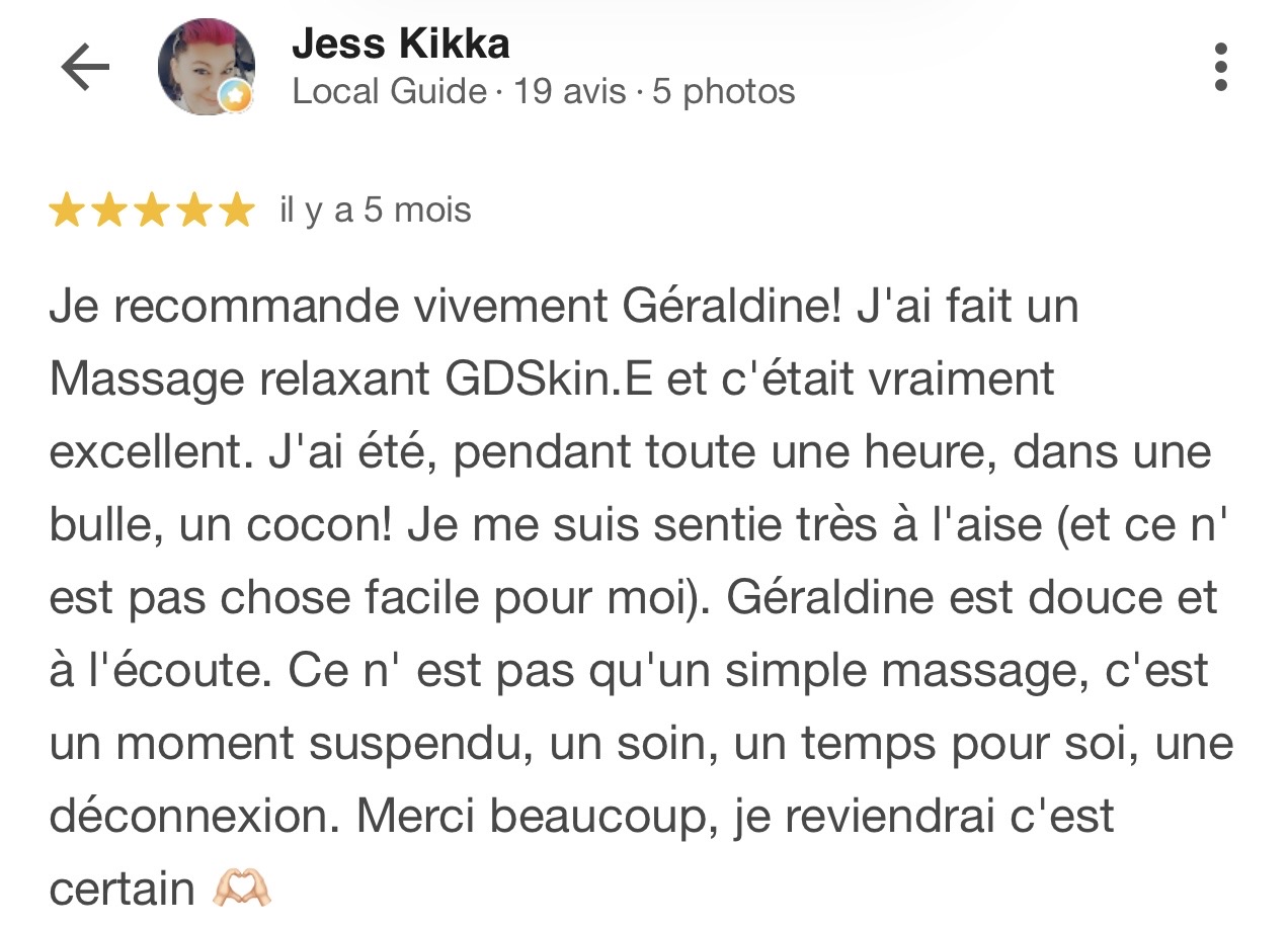 Screenshot témoignage sur Centre de bien-être & de formation · Miramas · et à distance partout en France